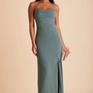 Birdy Grey Ash Cowl Neck Bridesmaid Dress Crepe Sea Glass